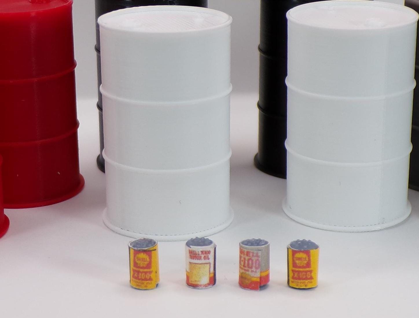1:24 Scale Oil Cans - Perfect for Garage Dioramas & Workshop Scenes - MstrcrftMinis - 1179