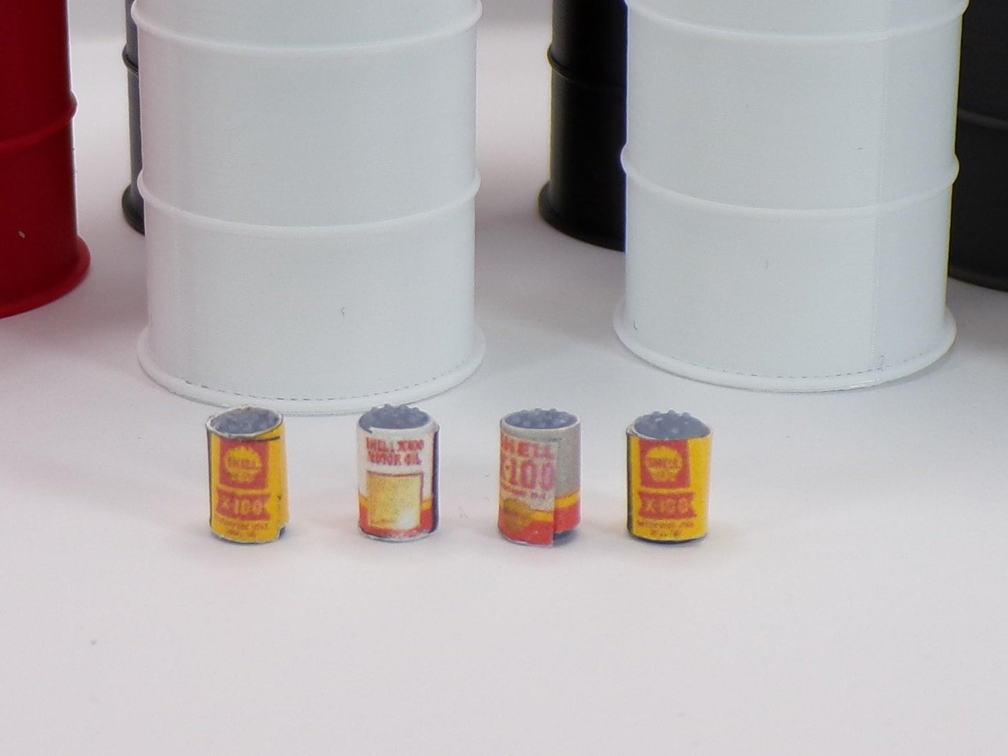 1:24 Scale Oil Cans - Perfect for Garage Dioramas & Workshop Scenes - MstrcrftMinis - 1179
