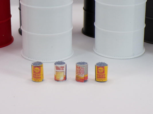 1:24 Scale Oil Cans - Perfect for Garage Dioramas & Workshop Scenes - MstrcrftMinis - 1179