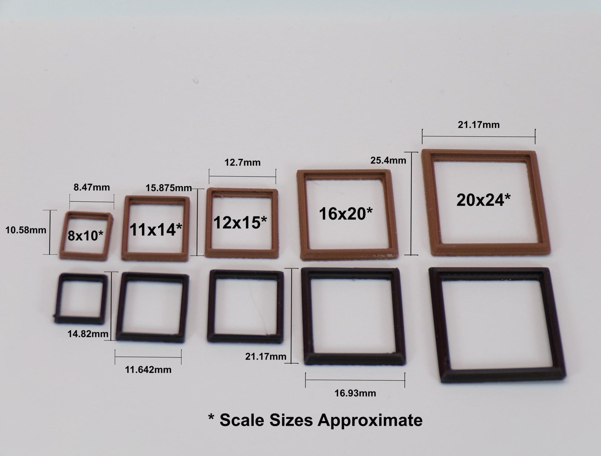 1:24 Scale Picture Frames - 7 Sizes to Choose From - MstrcrftMinis - 1181