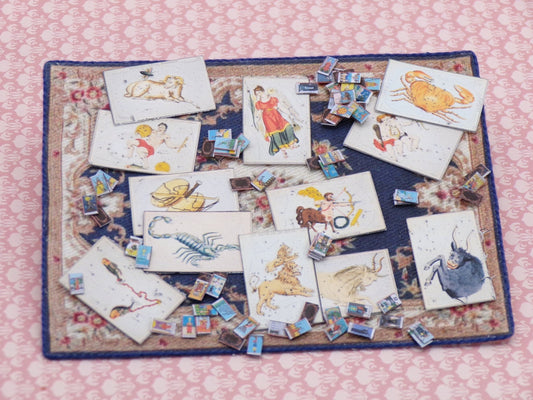 1:24 Scale Psychic Shop Bundle - Wall Posters - 2 sizes, Star Maps, Book of the Zodiac, Zodiac Power Colors, Deck of Tarot Cards - MstrcrftMinis - 1025 - Z