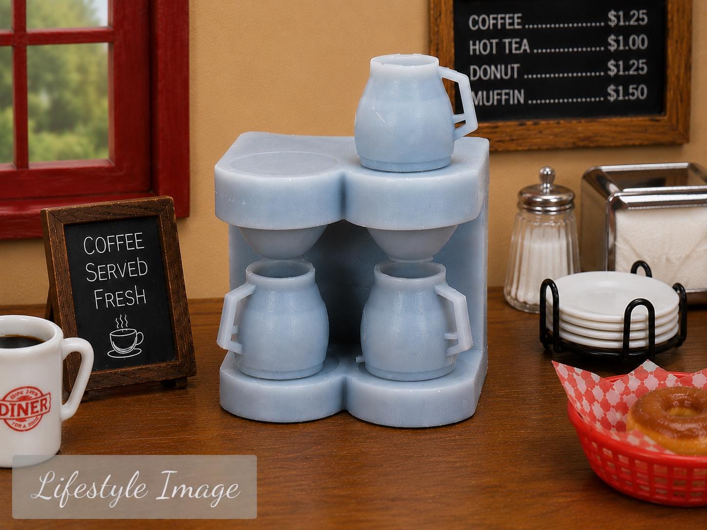 1:24 Scale Restaurant Coffee Maker and Coffee Pots (2) – Miniature Diner Station - MstrcrftMinis - 1383