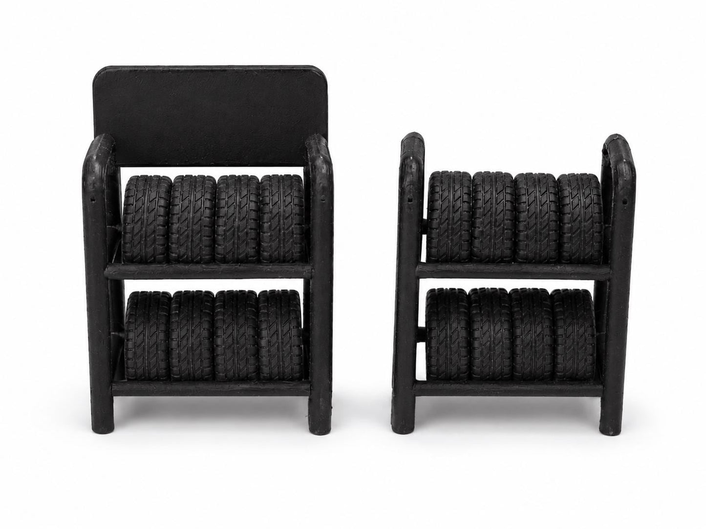 1:24 Scale Tire Rack – Miniature Auto Shop Tire Storage Rack with or without Sign Plaque - MstrcrftMinis - 1394