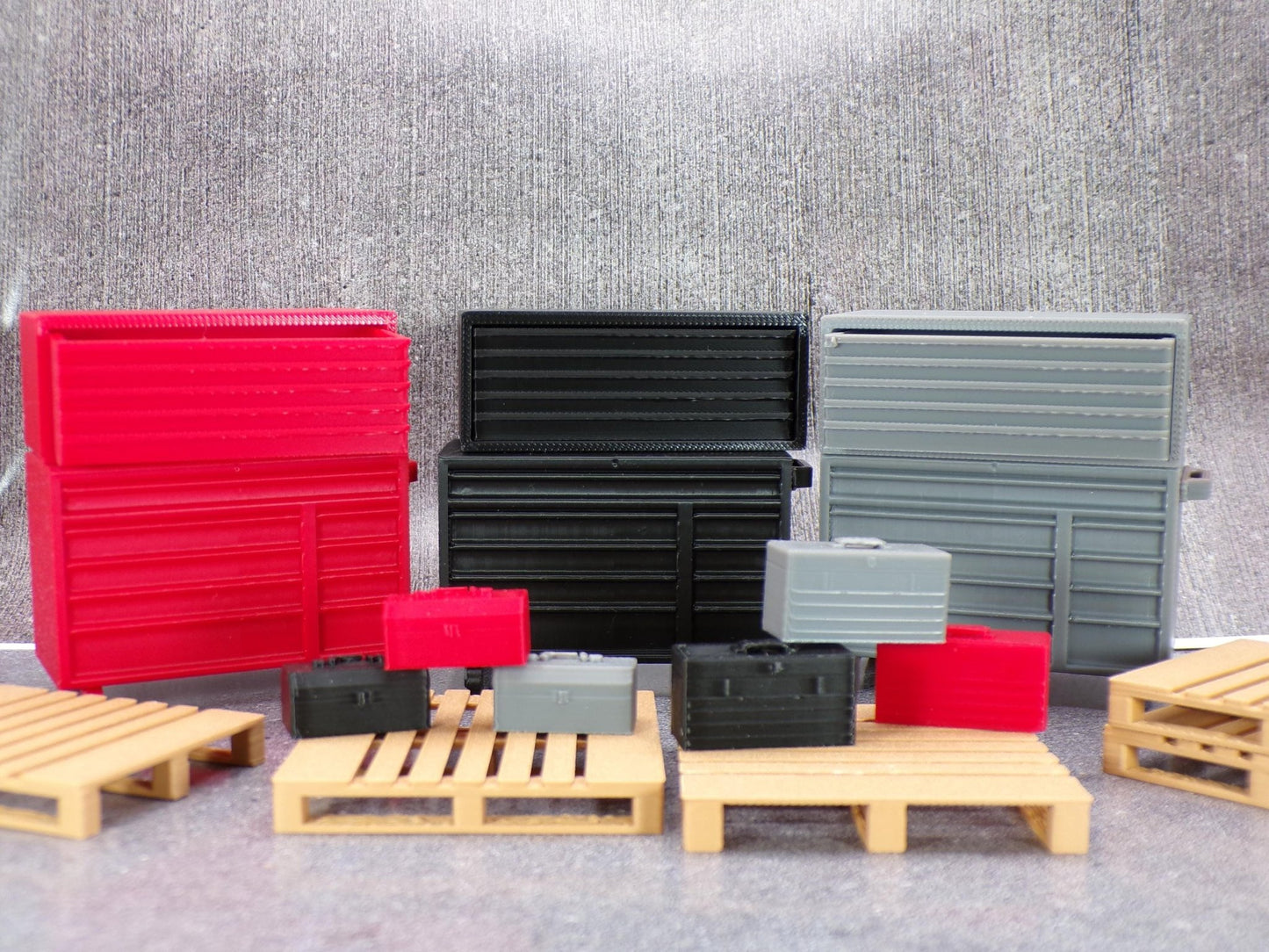 1:24 Scale Toolboxes - Rolling Tool Cabinet, Tool Chest, Small Toolbox – Dollhouse Garage Accessories, Miniature Workshop Decor - MstrcrftMinis - 1199