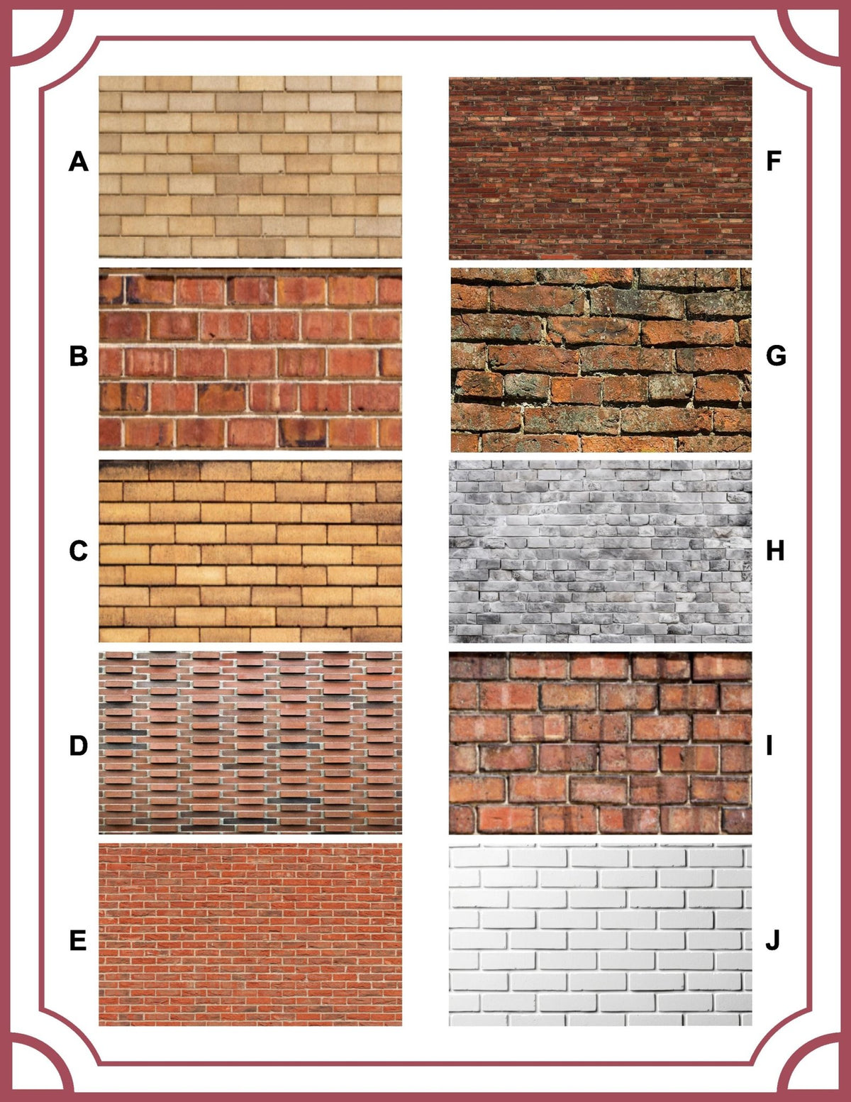 Scale Pattern Brick 1:24 Scale Vinyl Peel and Stick Brick Patterns - 10 Designs – MstrcrftMinis