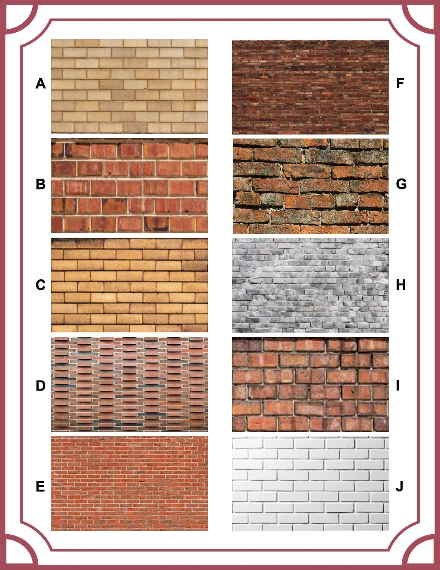 1:24 Scale Vinyl Peel - and Stick Brick Patterns - 9 Different Patterns - 8.5 x 11 Patterns - MstrcrftMinis - 1188-Vinyl
