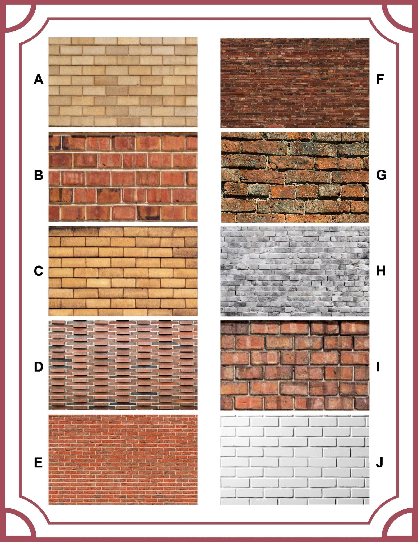 1:24 Scale Vinyl Peel - and Stick Brick Patterns - 9 Different Patterns - 8.5 x 11 Patterns - MstrcrftMinis - 1188-Vinyl