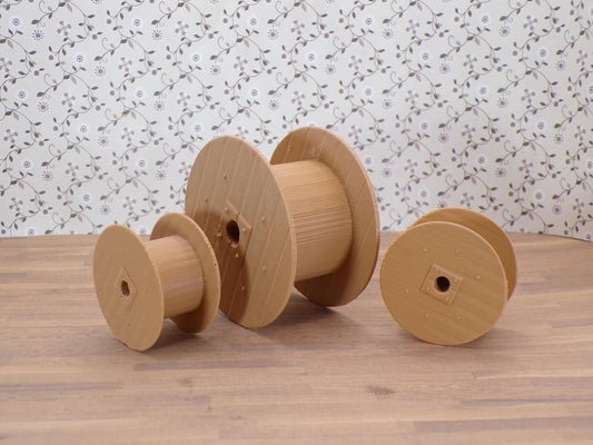 1:24 Scale Wood Cable 3 Spool Set (2 Small and 1 Large) - 1/25, G Scale - MstrcrftMinis - 1272
