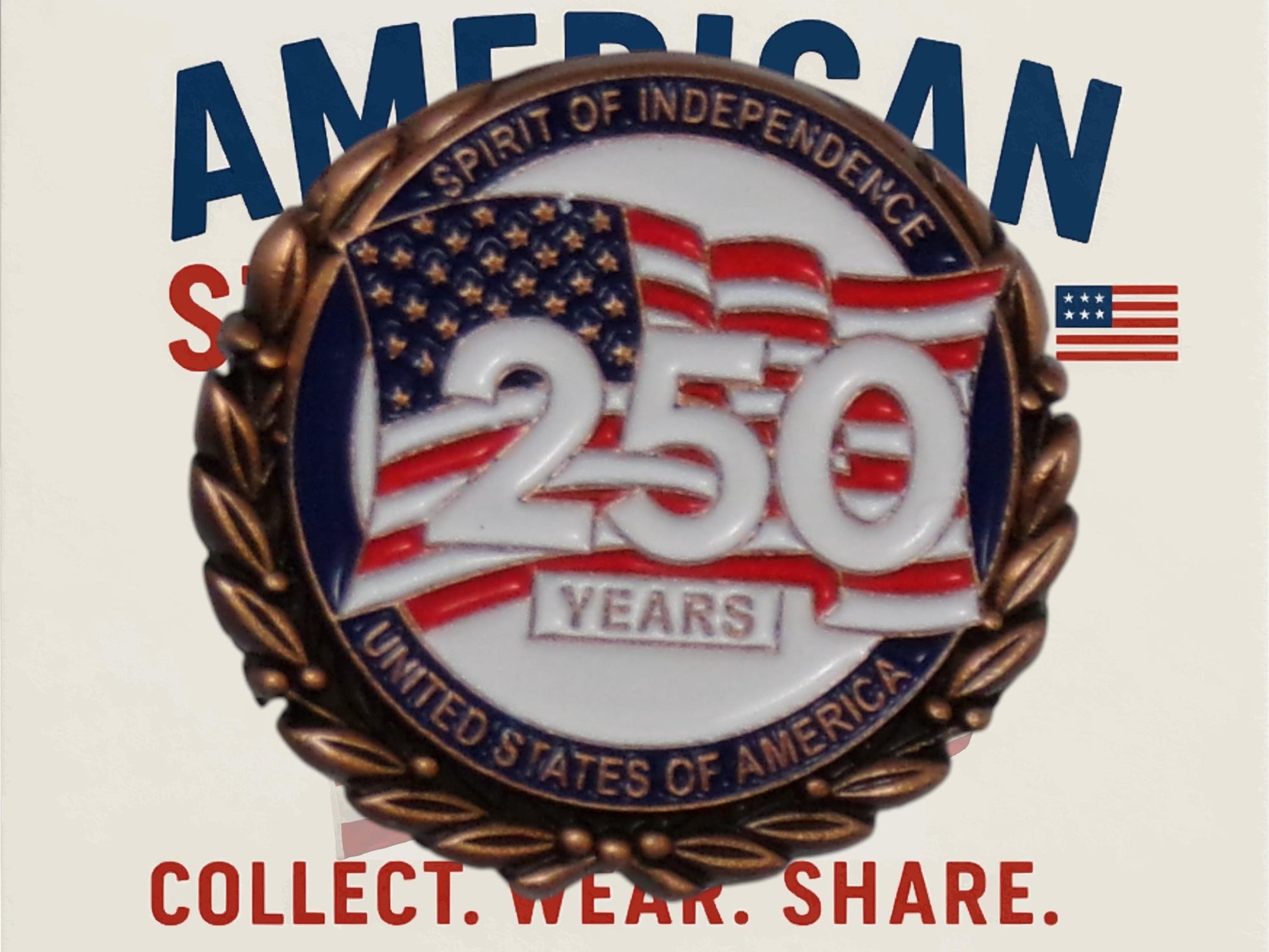 250 American Flag Enamel Pin – America @ 250 – Show Your Patriotic Spirit - MstrcrftMinis - 1341-250-3