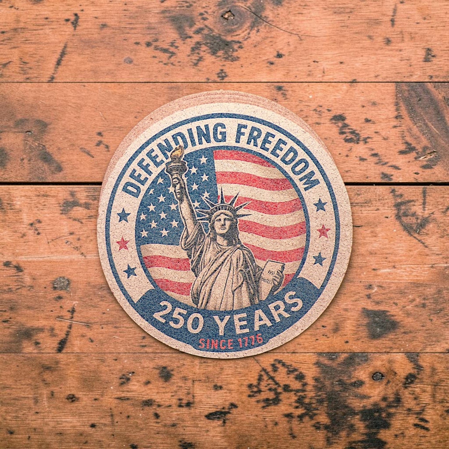 America @ 250 Drink Coasters - Celebrate America's 250th Anniversary - 3.75" Cork (4 - pack) - MstrcrftMinis - 1359