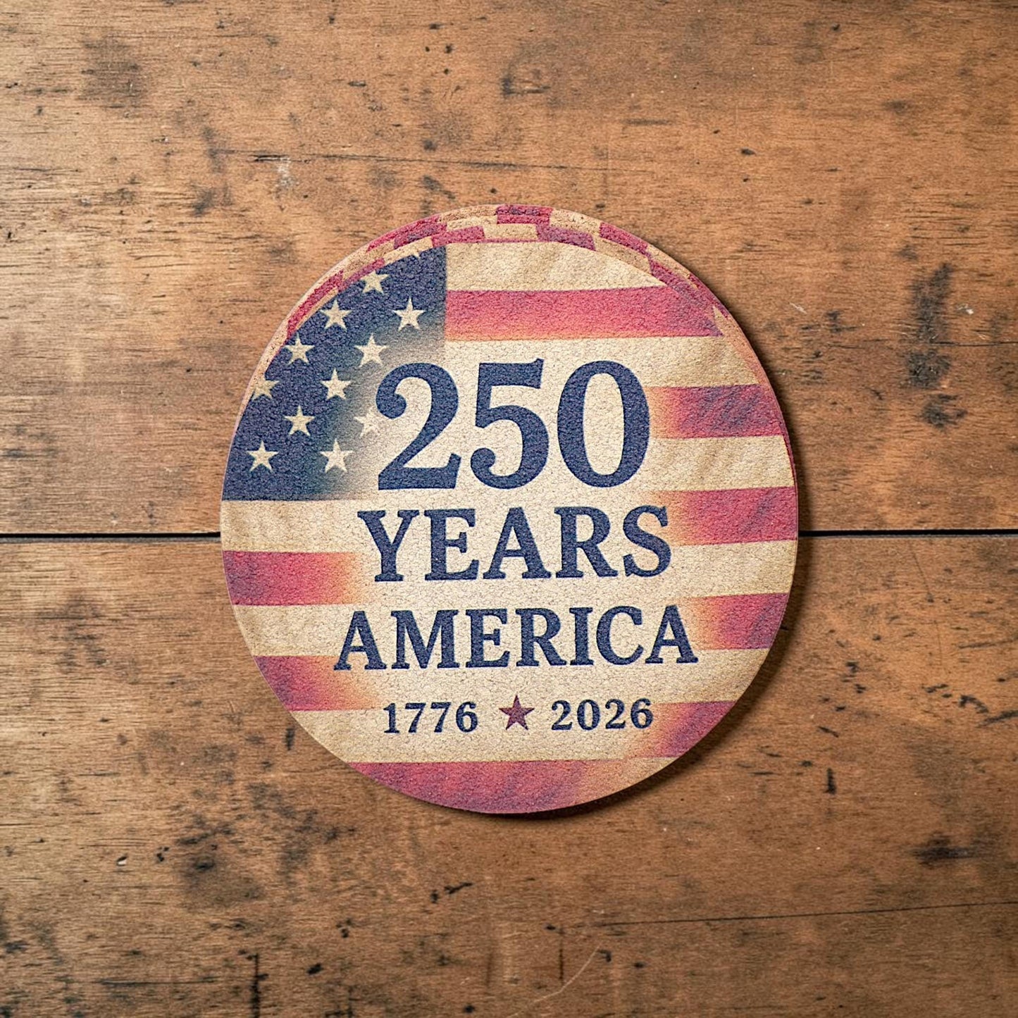 America @ 250 Drink Coasters - Celebrate America's 250th Anniversary - 3.75" Cork (4 - pack) - MstrcrftMinis - 1365