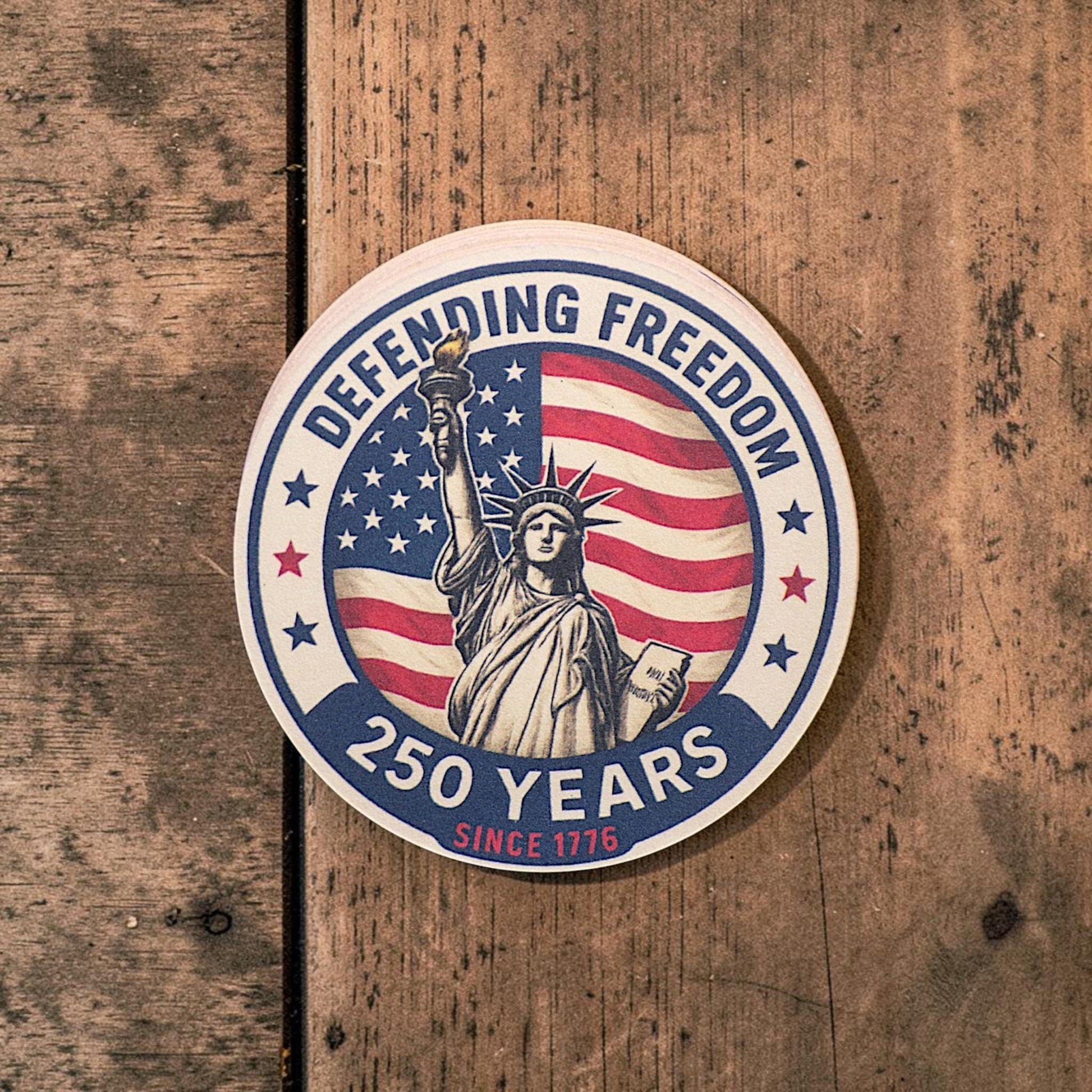 America @ 250 Drink Coasters - Celebrate America's 250th Anniversary - 3.75" Round Paperboard (10 - pack) - MstrcrftMinis - 1372