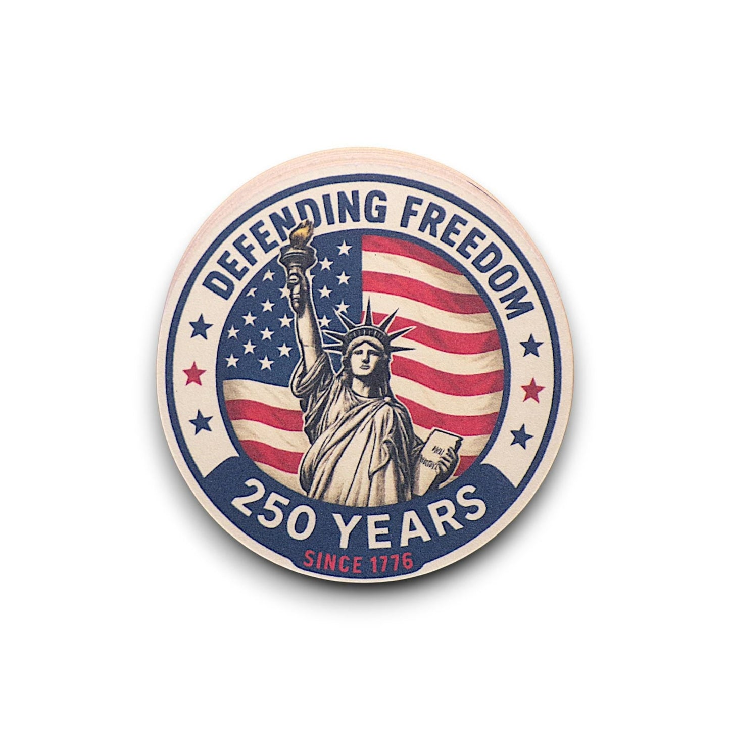 America @ 250 Drink Coasters - Celebrate America's 250th Anniversary - 3.75" Round Paperboard (10 - pack) - MstrcrftMinis - 1372