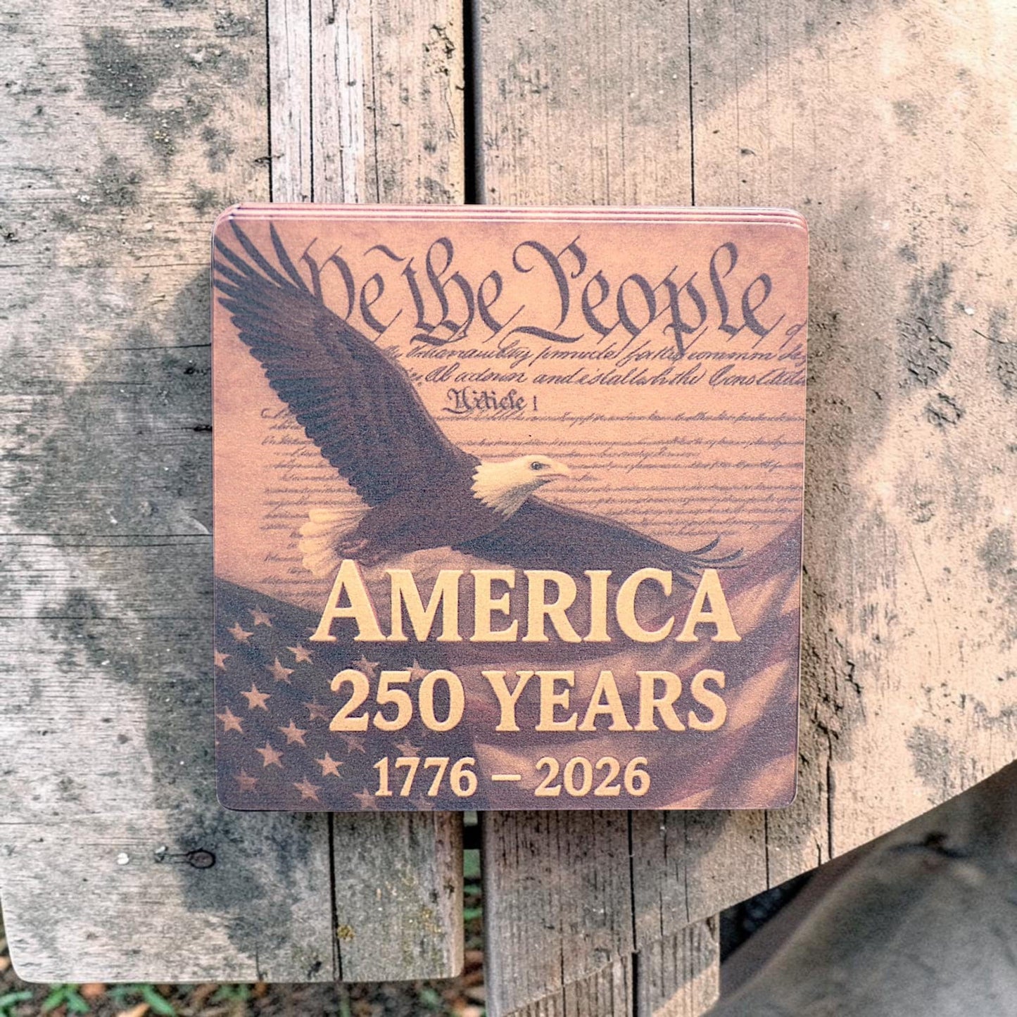 America @ 250 Drink Coasters - Celebrate America's 250th Anniversary - 4" Paperboard (10 - pack) - MstrcrftMinis - 1362