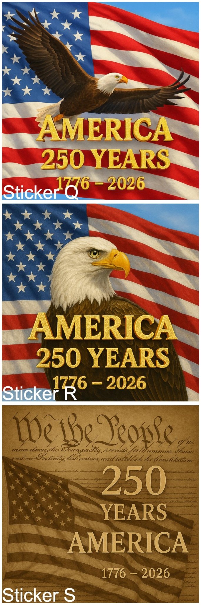 America @ 250 Stickers - 4" Stickers to Celebrate the United States 250th Birthday! 19 Designs - MstrcrftMinis - 1288