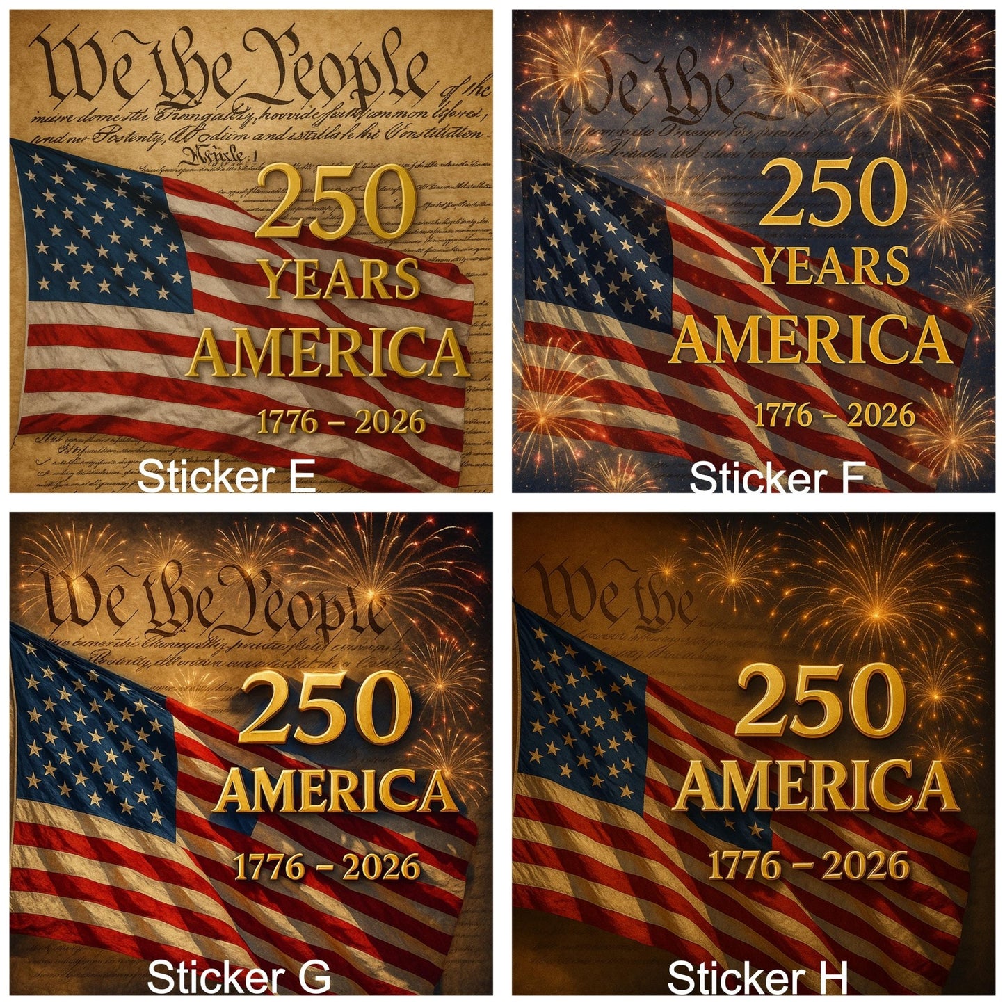 America @ 250 Stickers - 4" Stickers to Celebrate the United States 250th Birthday! 19 Designs - MstrcrftMinis - 1288