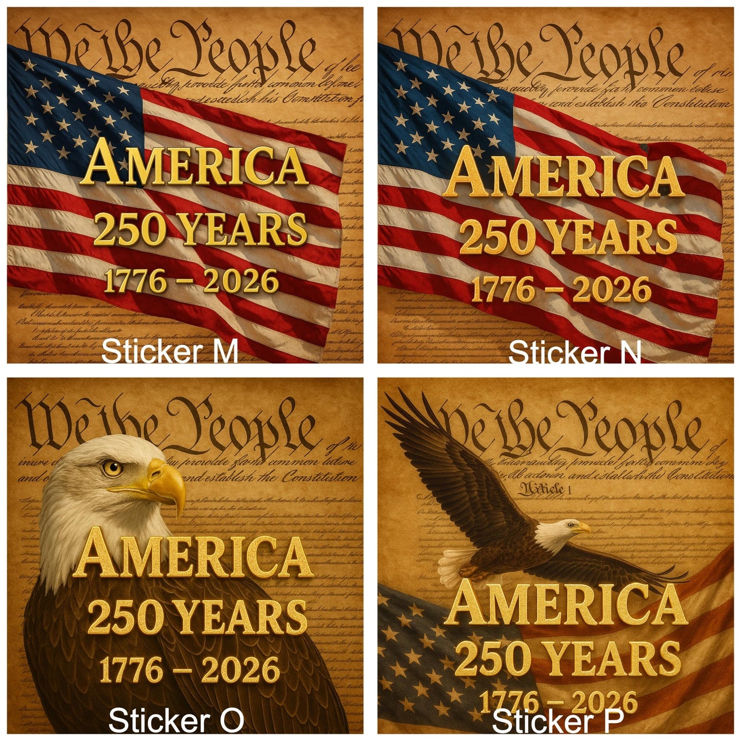 America @ 250 Stickers - 4" Stickers to Celebrate the United States 250th Birthday! 19 Designs - MstrcrftMinis - 1288