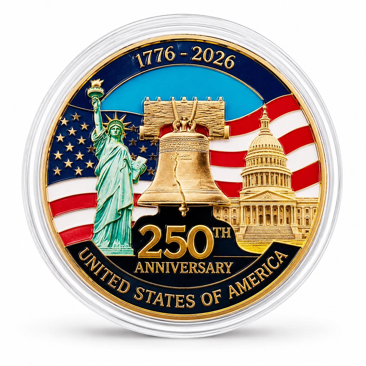 America's 250th Anniversary Collectible Coin – 44mm Commemorative Challenge Coin - MstrcrftMinis - 1376-B