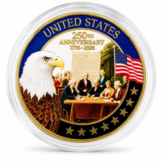 America's 250th Anniversary Collectible Coin – 44mm Commemorative Challenge Coin - MstrcrftMinis - 1376-A