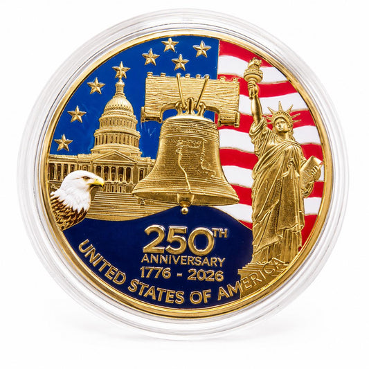 America's 250th Anniversary Collectible Coin – 44mm Commemorative Challenge Coin - Copper - MstrcrftMinis - 1376-C