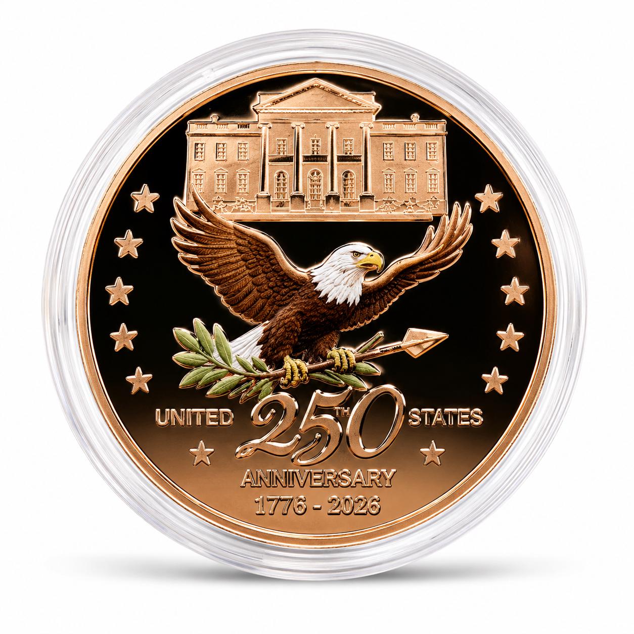 America's 250th Anniversary Collectible Coin – 44mm Commemorative Challenge Coin - Copper - MstrcrftMinis - 1376-C