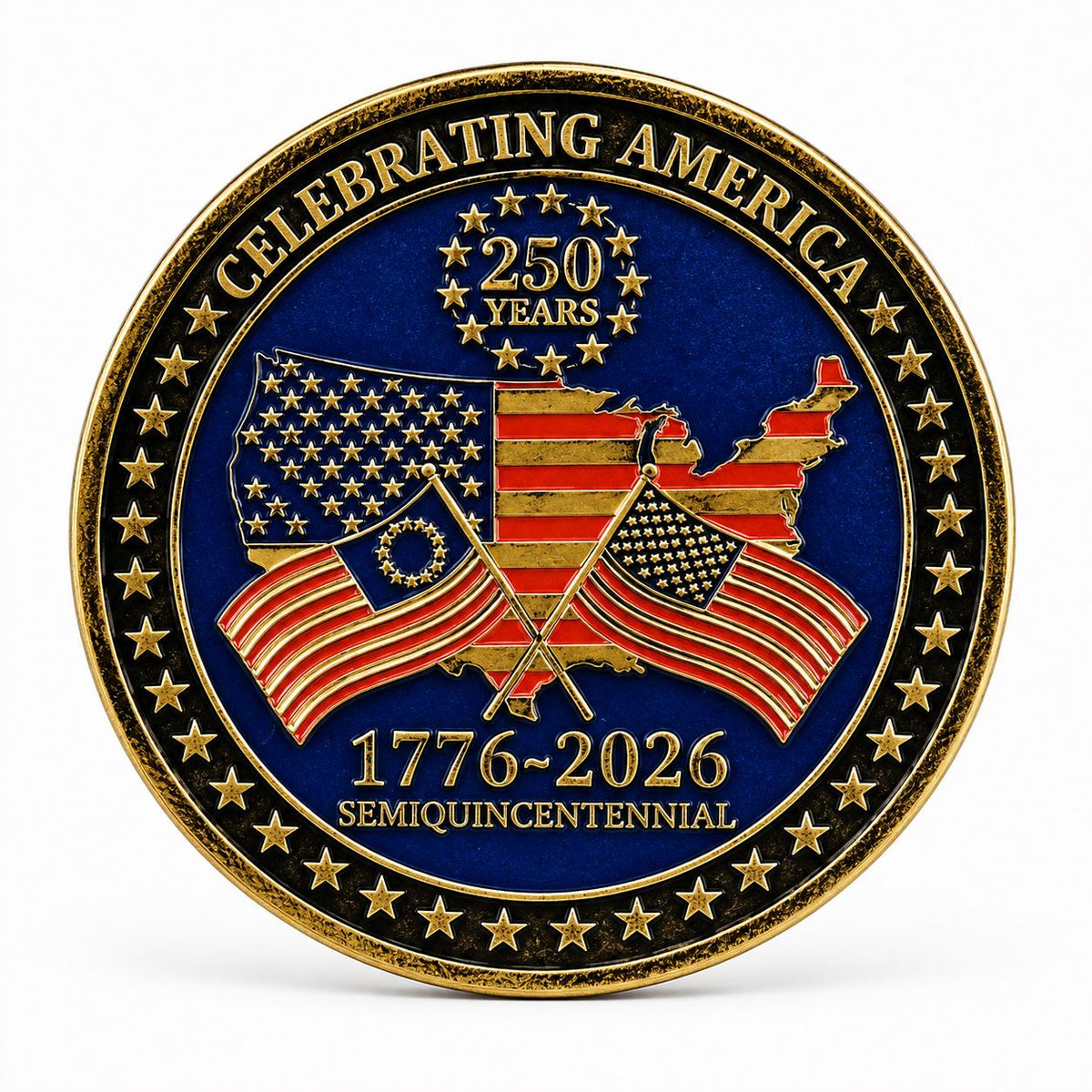 America's 250th Anniversary Collectible Coin – Cross 1 - 44mm Commemorative Challenge Coin - MstrcrftMinis - 1376-E