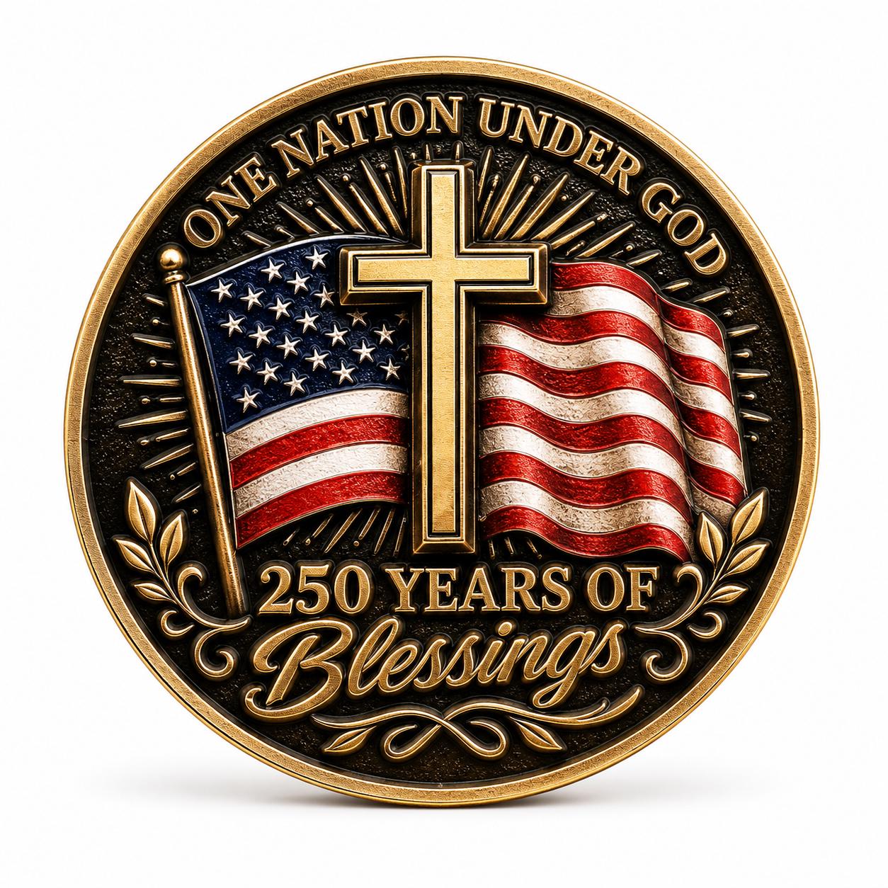 America's 250th Anniversary Collectible Coin – Cross 1 - 44mm Commemorative Challenge Coin - MstrcrftMinis - 1376-E