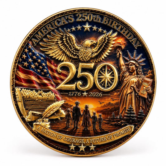 America's 250th Anniversary Collectible Coin - Honoring Our Past – 44mm Commemorative Challenge Coin - MstrcrftMinis - 1276-G
