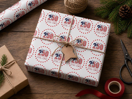 America's 250th Anniversary Wrapping Paper – 2 Premium Folded Sheets (20" x 29") | Semiquincentennial Gift Wrap - MstrcrftMinis - 1375-3