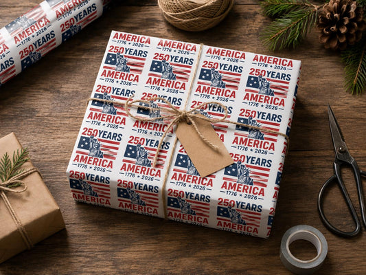 America's 250th Anniversary Wrapping Paper – 2 Premium Folded Sheets (20" x 29") | Semiquincentennial Gift Wrap - MstrcrftMinis - 1375-2