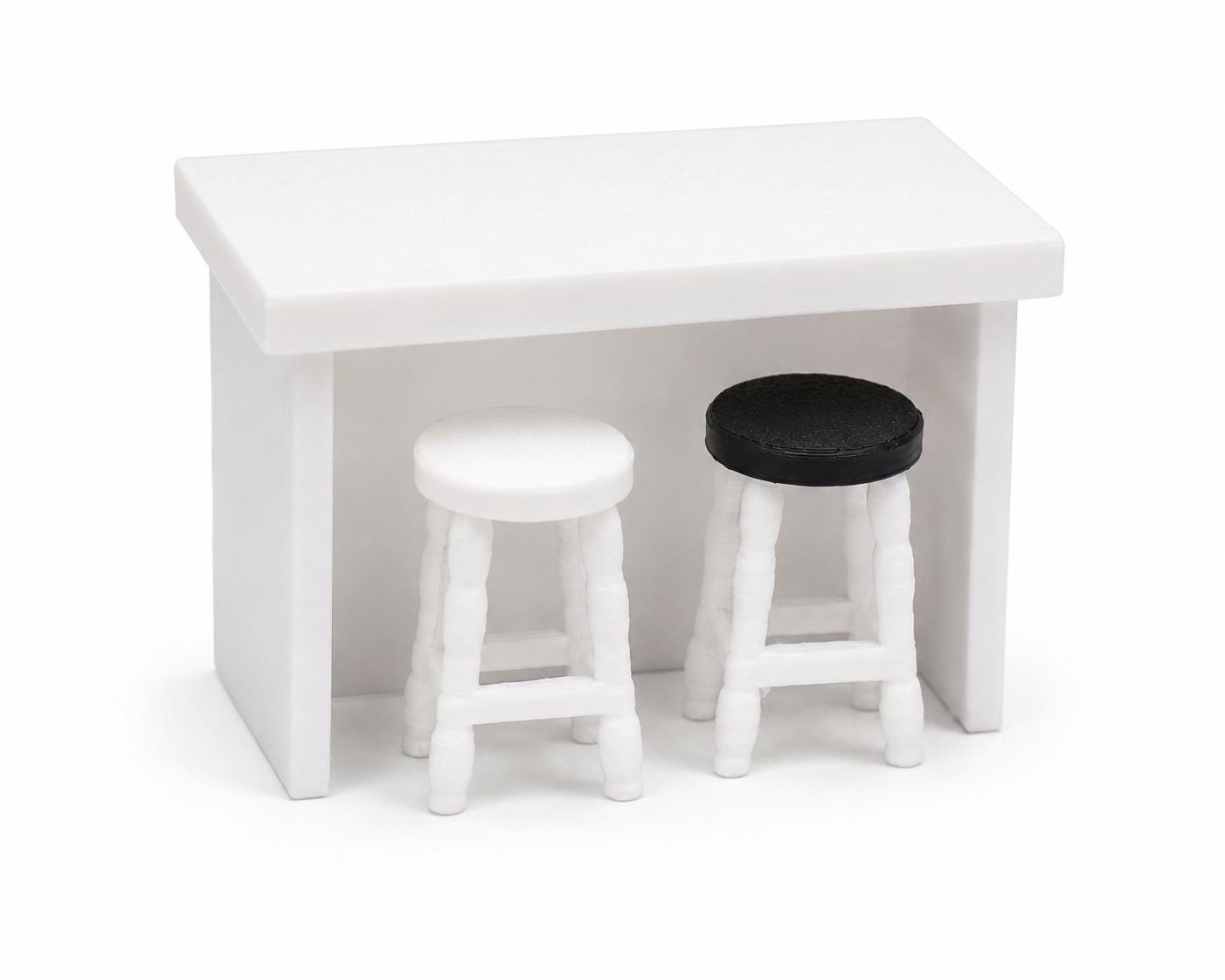 Breakfast Bar with 2 Stools – 1:24 Scale Miniature - MstrcrftMinis - 1404