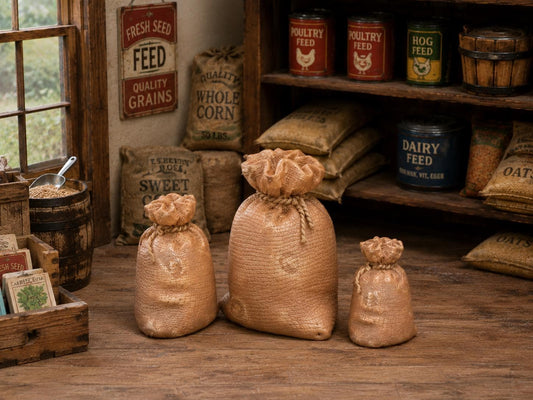 Burlap Sacks – 1:24 Scale Miniature Farm & General Store Sacks - MstrcrftMinis - 1386