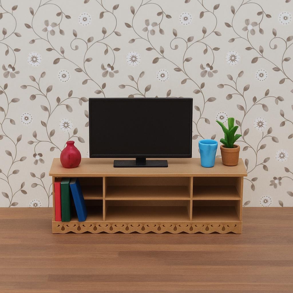 Dollhouse Credenza | 1:24 Scale | TV Cabinet with Drawers &/or Bins - MstrcrftMinis - 1269