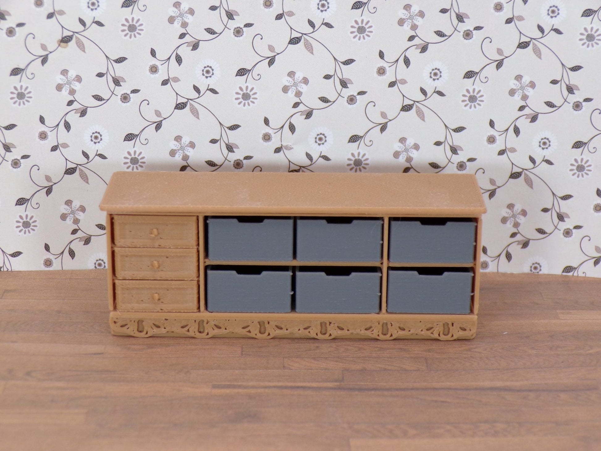 Dollhouse Credenza | 1:24 Scale | TV Cabinet with Drawers &/or Bins - MstrcrftMinis - 1269