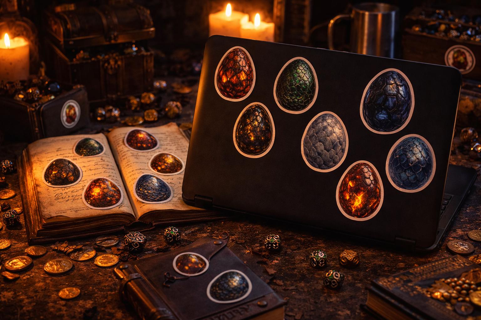 Dungeons & Dragons Dragon Egg Sticker Pack – 24 or 96 Vinyl Stickers - MstrcrftMinis - 1343