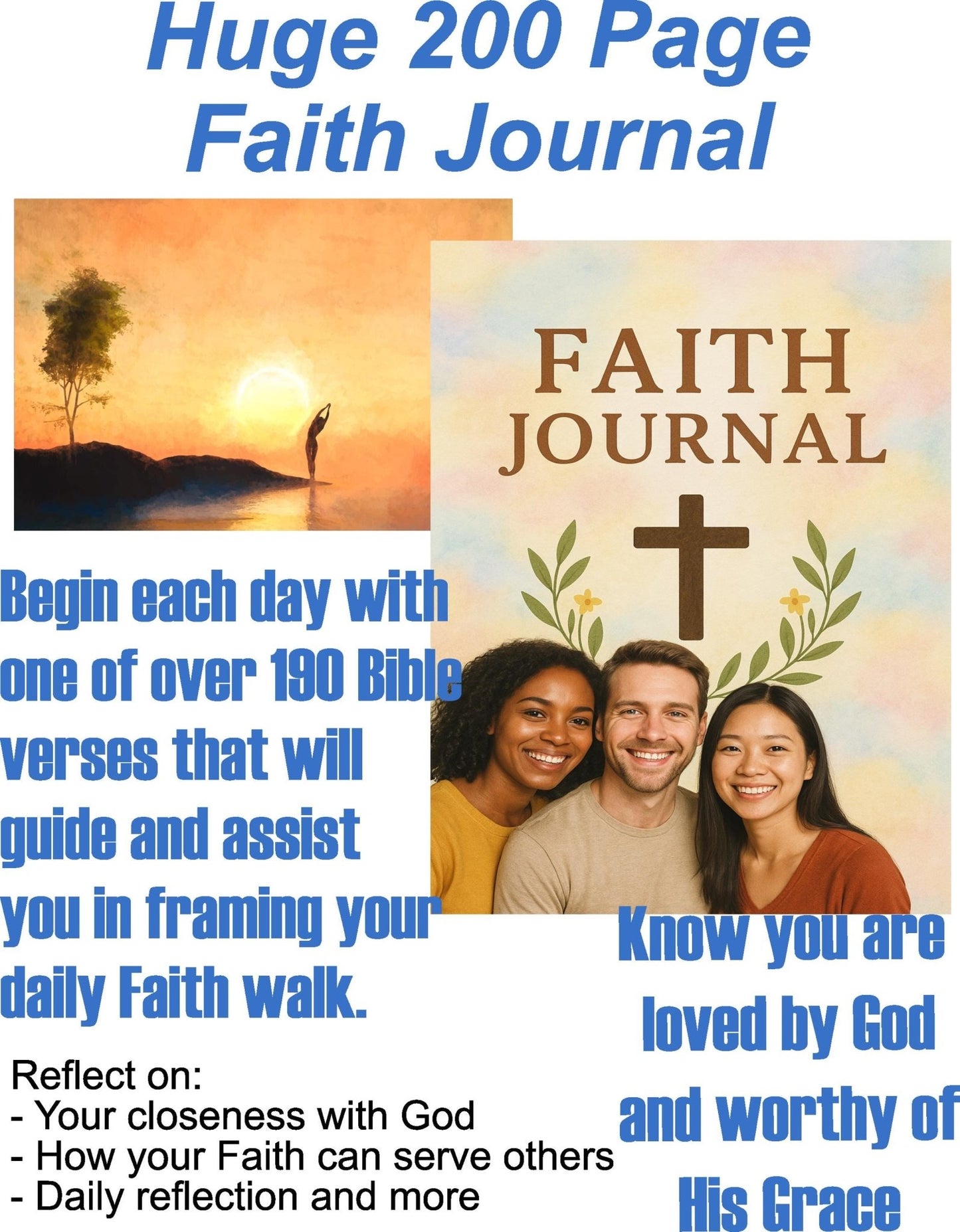Faith Journal – 200 Pages, 190+ Bible Verses, Daily Reflection & Closeness with God - MstrcrftMinis - 