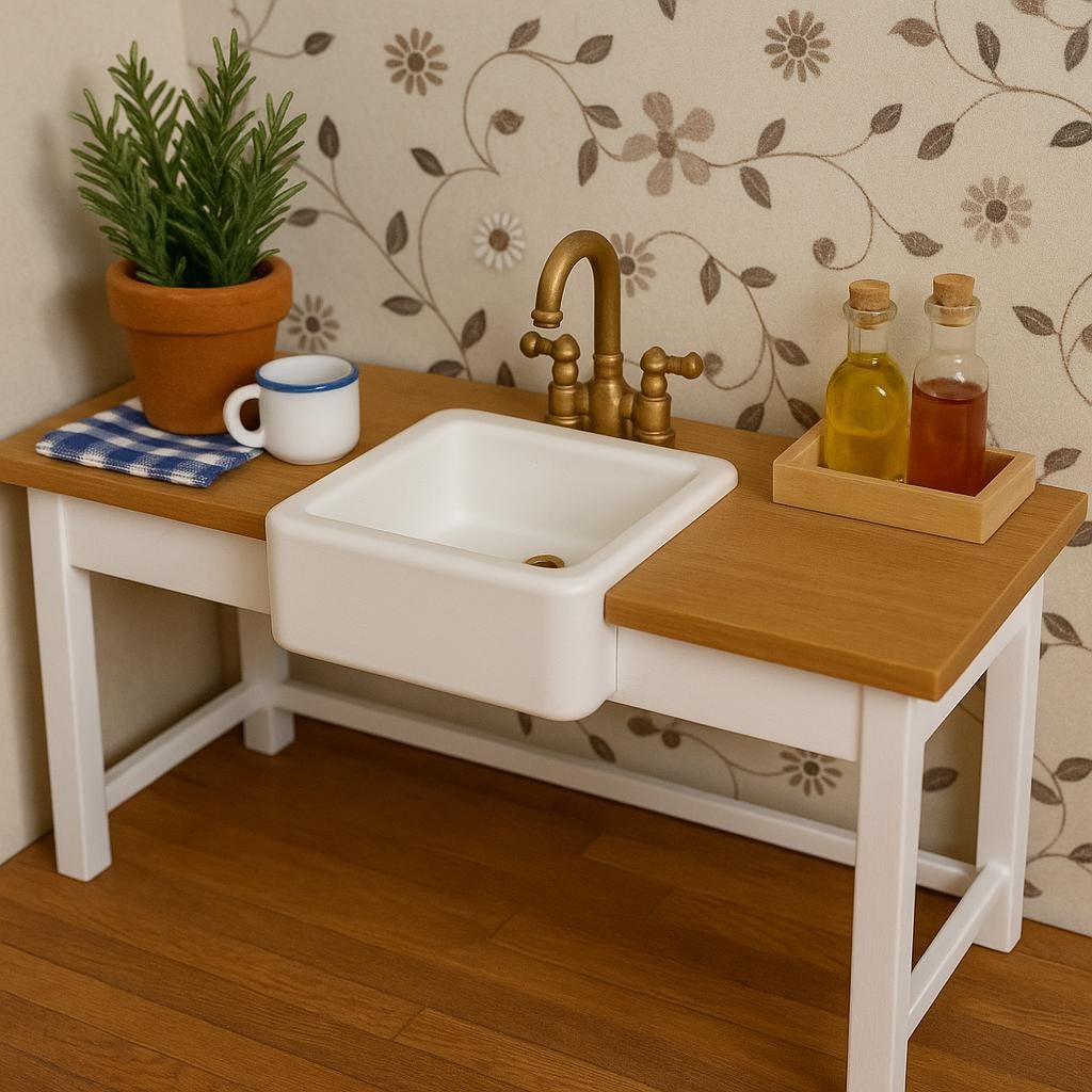 Farmhouse Sink – 1:24 Scale Miniature - MstrcrftMinis - 1306