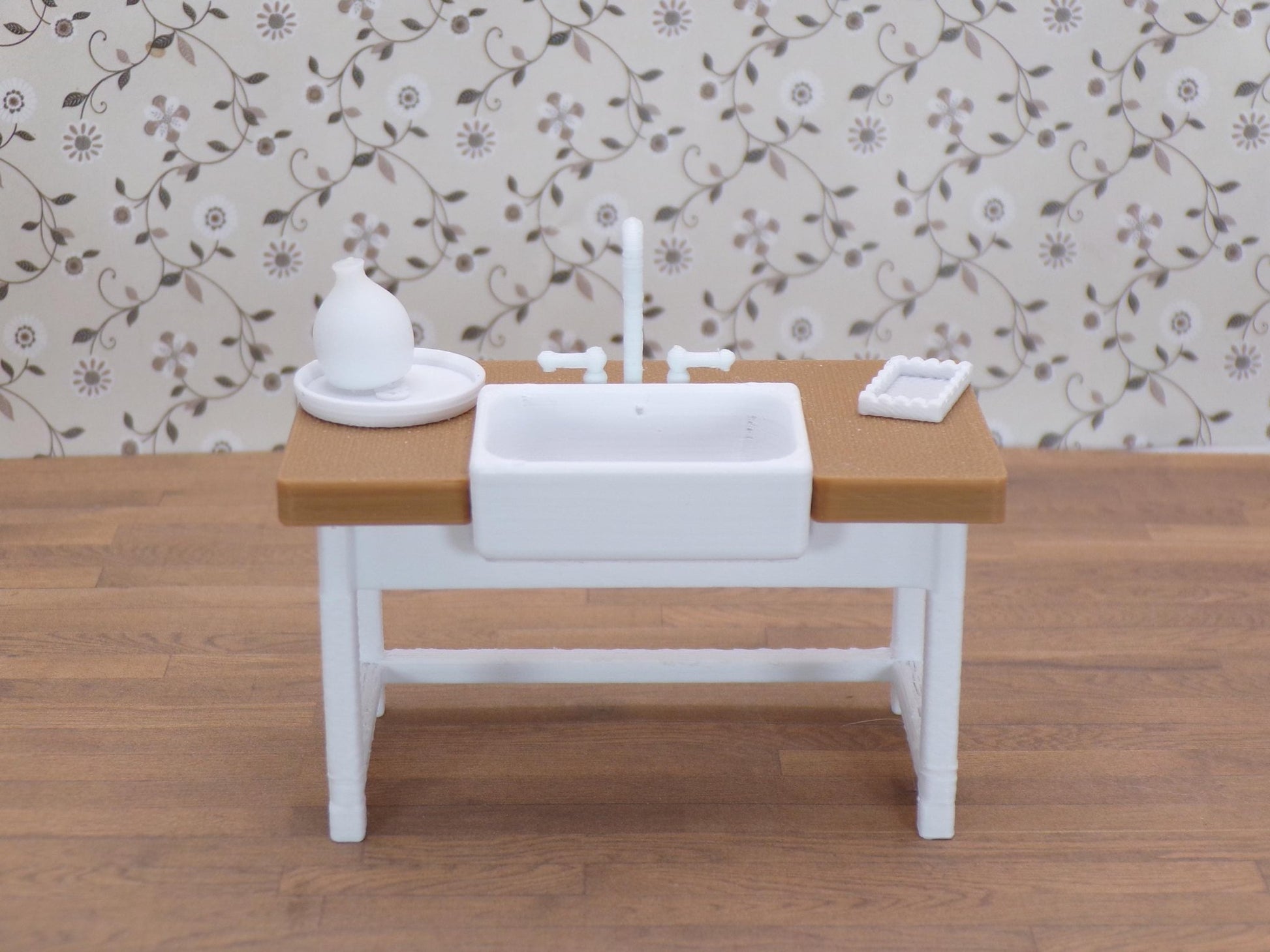 Farmhouse Sink / Farmhouse Sink with Cabinet – 1:24 Scale Miniatures - MstrcrftMinis - 1306