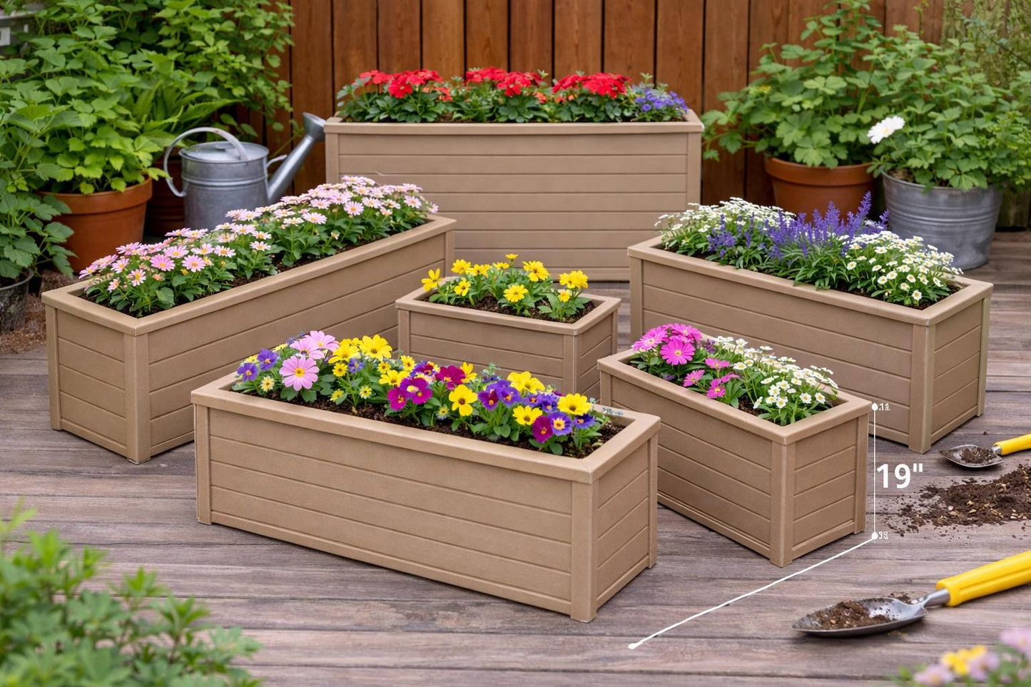 Flower Planter Set (5 Pieces) – 1:24 Scale Miniature - MstrcrftMinis - 1320