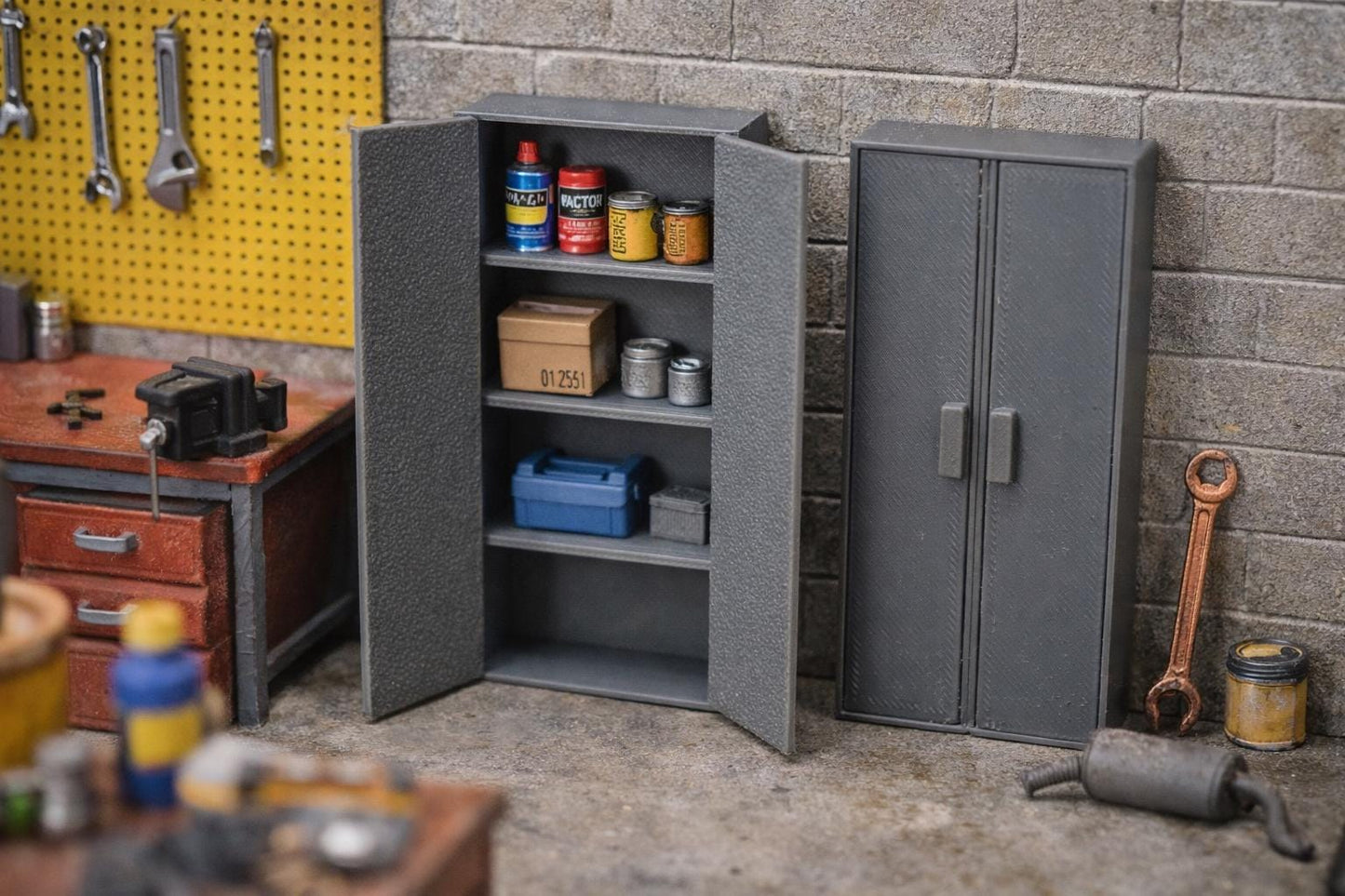 Garage Storage Cabinet – 1:24 Scale Miniature - MstrcrftMinis - 1325