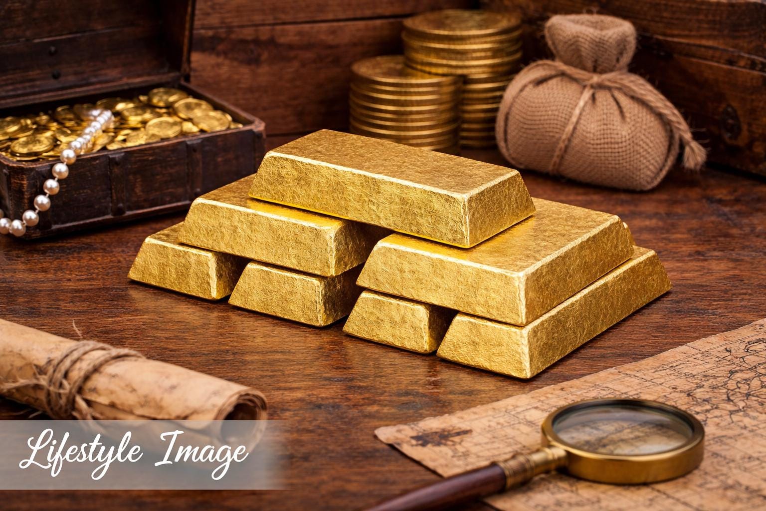 Gold Bars (5 - Pack) – 1:24 Scale Miniature - MstrcrftMinis - 1346