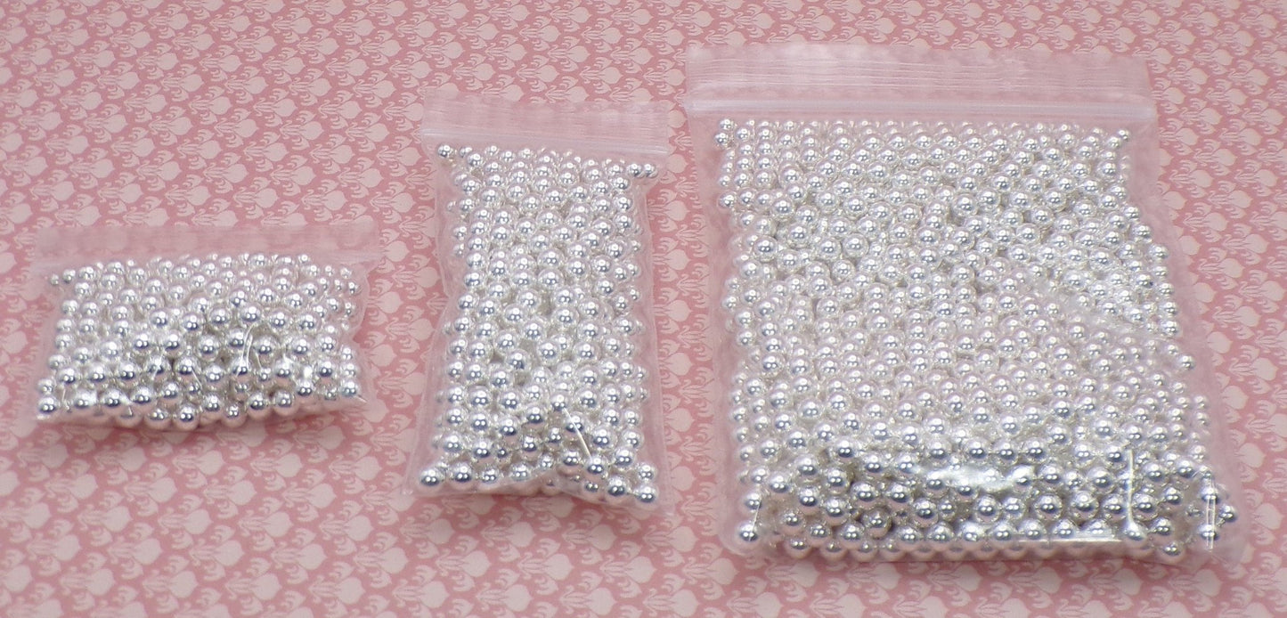 Gold, Silver, Red, or Green 4mm No - Hole Pearls - Fake Pearls - No Hole Pearls - No Hole Beads - Fake Gold / Silver - MstrcrftMinis - 1040 - 10