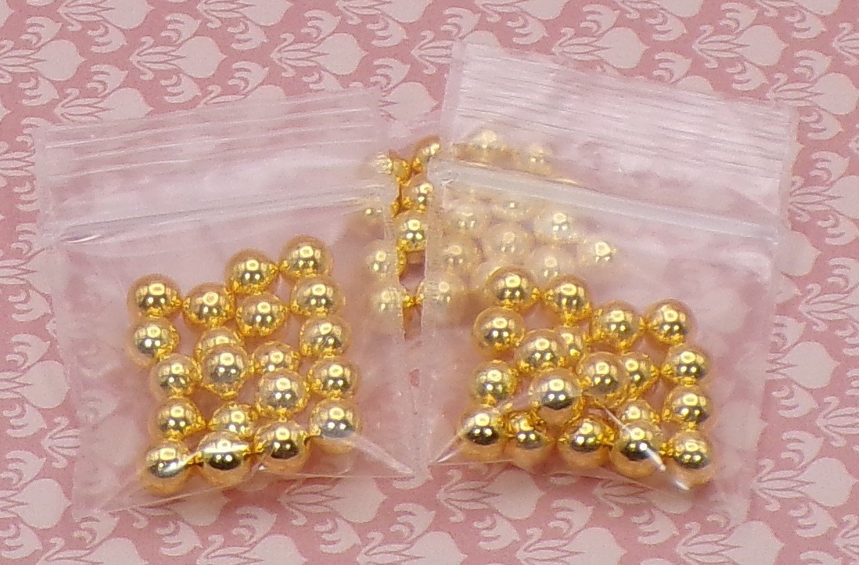 Gold, Silver, Red, or Green 4mm No - Hole Pearls - Fake Pearls - No Hole Pearls - No Hole Beads - Fake Gold / Silver - MstrcrftMinis - 1040 - 10