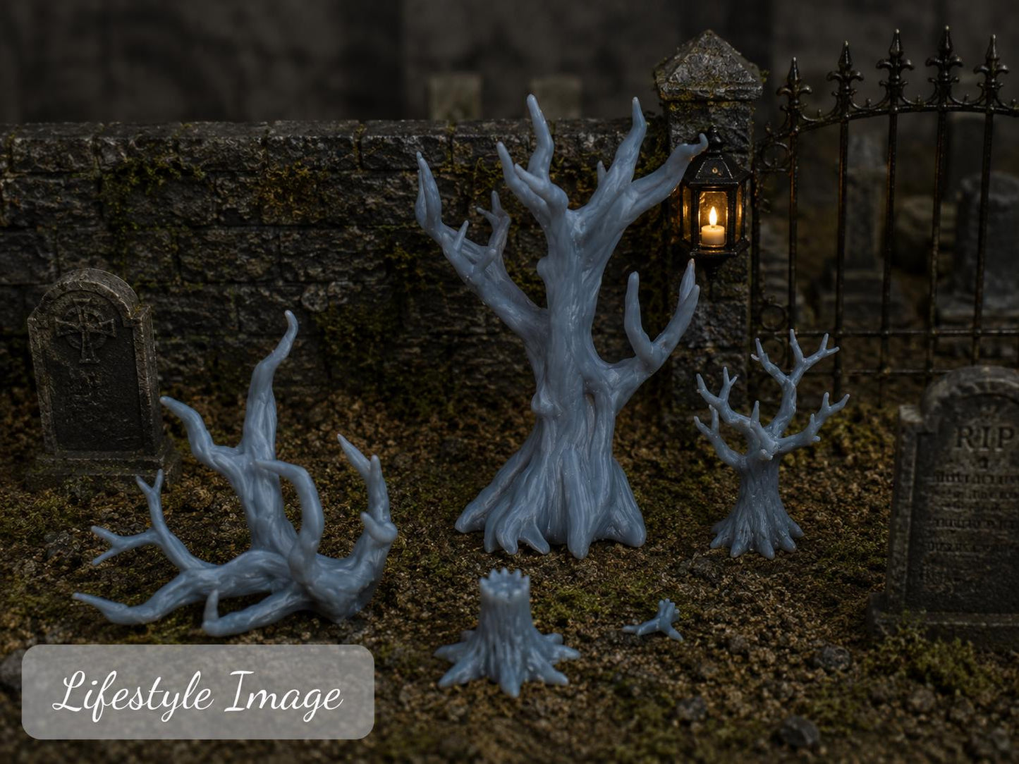 Halloween Landscaping – 1:24 Scale Dead Trees, Stumps, Dead Bushes & Branches | Haunted Forest Miniatures - MstrcrftMinis - 1401-A