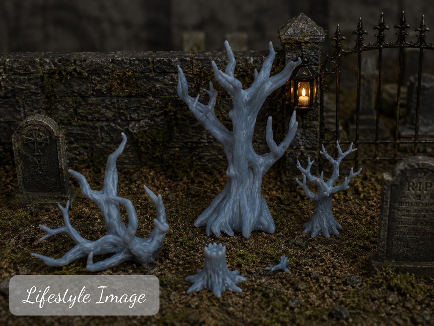 Halloween Landscaping – 1:24 Scale Dead Trees, Stumps, Dead Bushes & Branches | Haunted Forest Miniatures - MstrcrftMinis - 1401-A