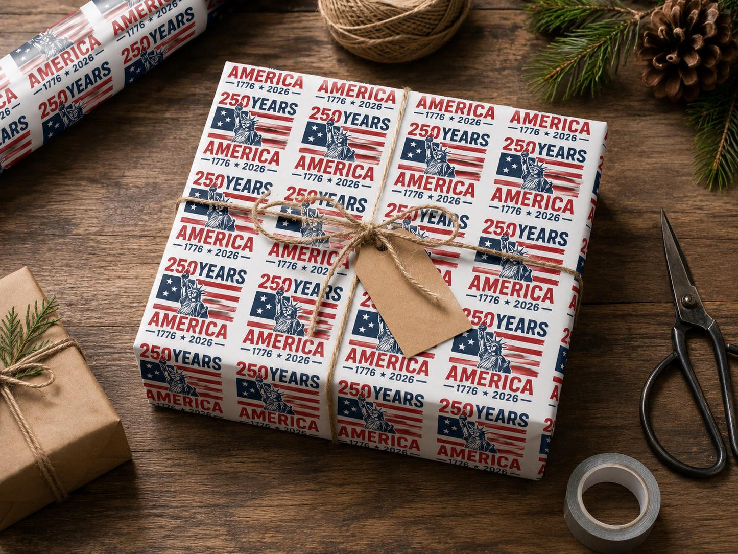 America's 250th Anniversary Wrapping Paper – 2 Premium Folded Sheets (20" x 29") | Semiquincentennial Gift Wrap