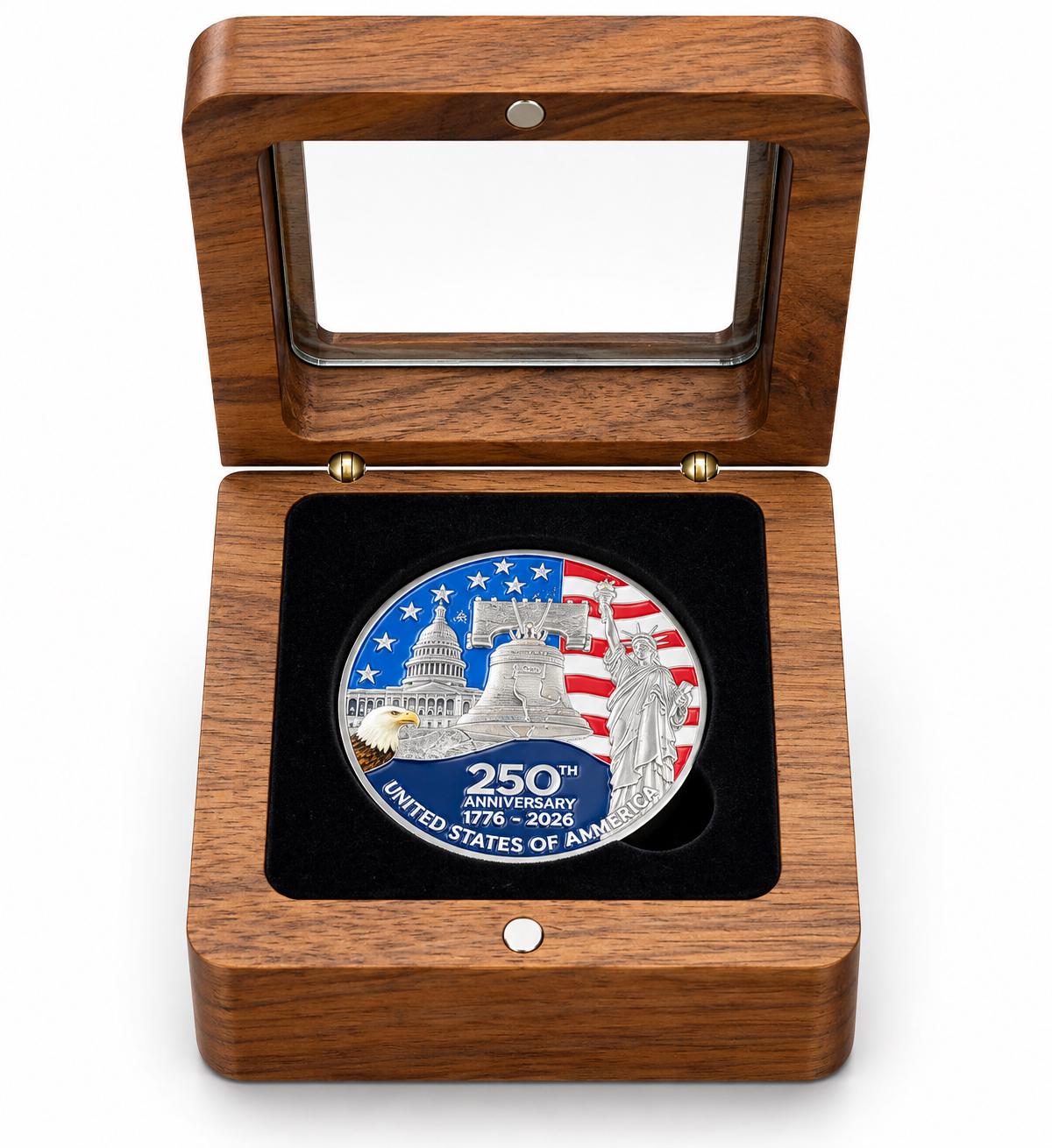America's 250th Anniversary Collectible Coin – 44mm Commemorative Challenge Coin - Silver