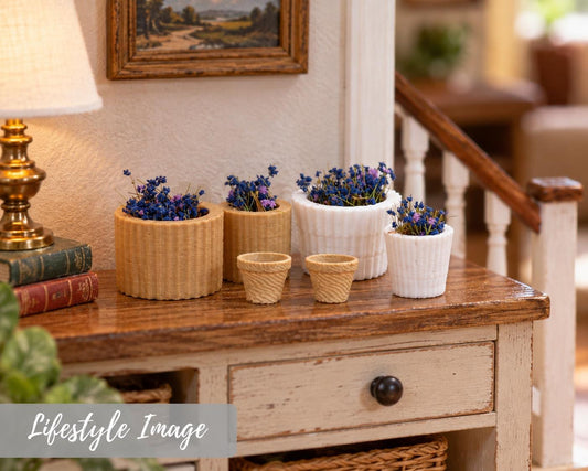 Indoor Flowerpots – 1:24 Scale Miniature - 3 Sizes to Choose From - MstrcrftMinis - 1424