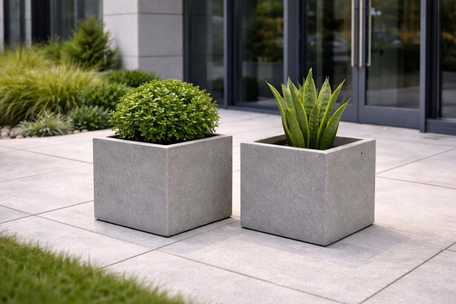 Industrial Concrete Planter Set of 2 – 1:24 Scale Miniature - MstrcrftMinis - 1333