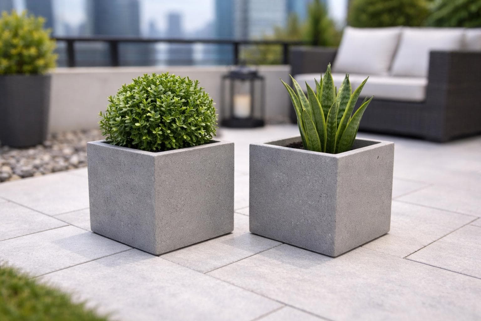 Industrial Concrete Planter Set of 2 – 1:24 Scale Miniature - MstrcrftMinis - 1333